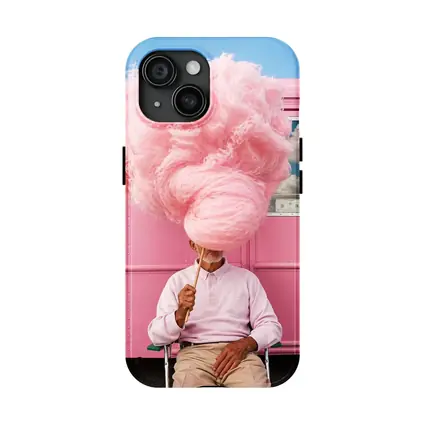 Man Holding Giant Pink Cotton Candy Outdoors