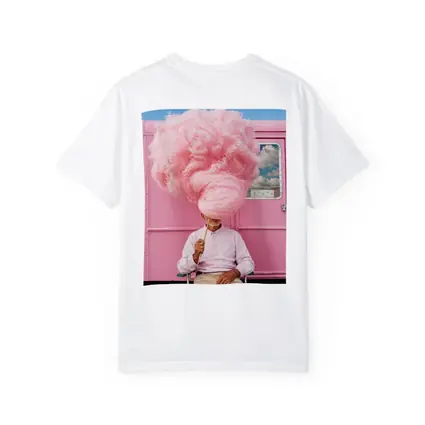 Man Holding Giant Pink Cotton Candy Outdoors