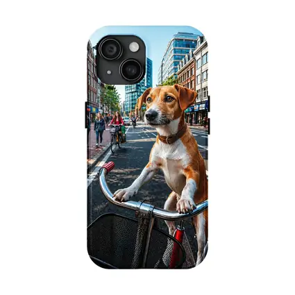 Jack Russell Terrier Riding Bicycle City Street