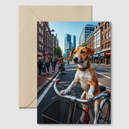 Jack Russell Terrier Riding Bicycle City Street