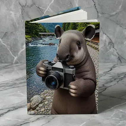 Tapir Photographer by Japanese Mountain River