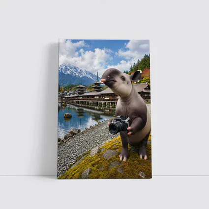 Tapir Tourist Holding Camera Japanese Temple