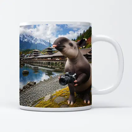 Tapir Tourist Holding Camera Japanese Temple