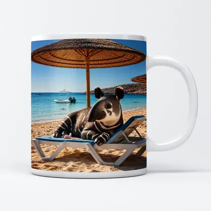 Tapir Relaxing On Sunny Beach Chair