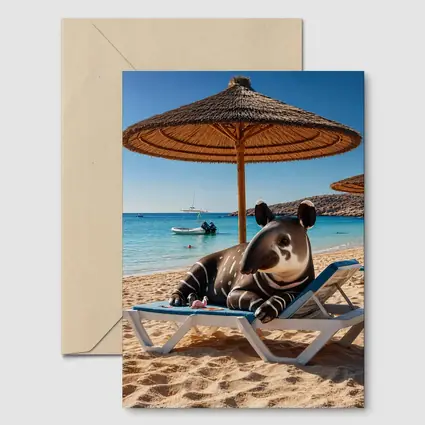 Tapir Relaxing On Sunny Beach Chair