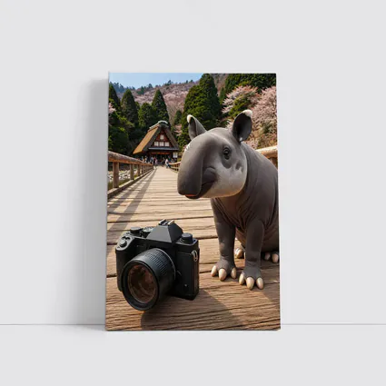 Tapir With Camera On Japanese Bridge