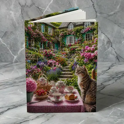 Tabby Cat English Cottage Garden Tea Setting