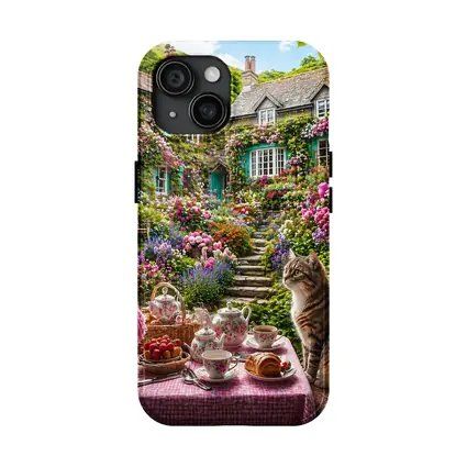 Tabby Cat English Cottage Garden Tea Setting