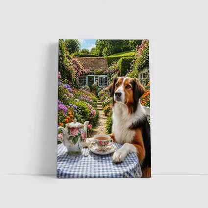 Border Collie Tea Garden Cottage Flowers