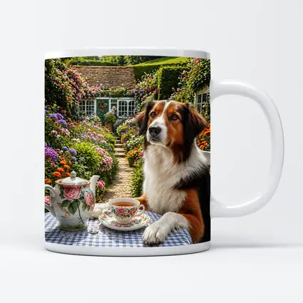 Border Collie Tea Garden Cottage Flowers