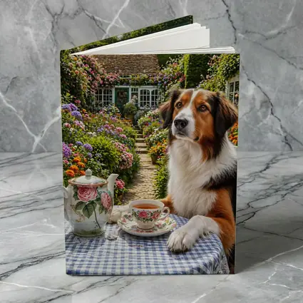 Border Collie Tea Garden Cottage Flowers