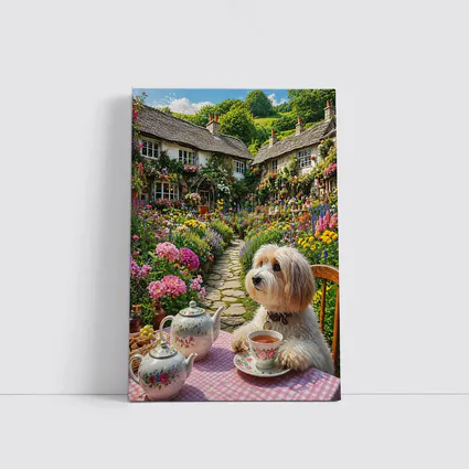Fluffy Dog Afternoon Tea Cottage Garden