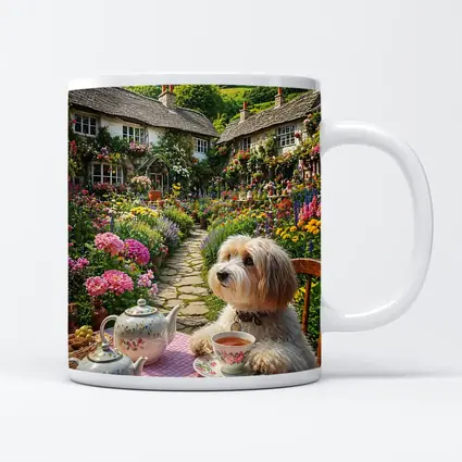 Fluffy Dog Afternoon Tea Cottage Garden