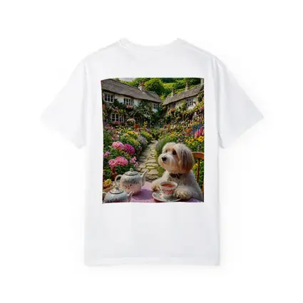 Fluffy Dog Afternoon Tea Cottage Garden