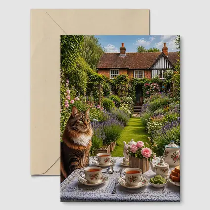 Maine Coon Cat English Cottage Garden Tea