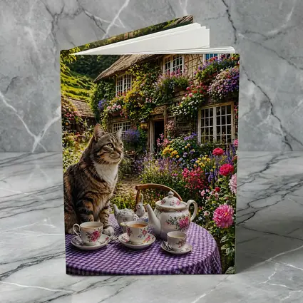 Tabby Cat English Cottage Garden Tea Party