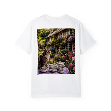 Tabby Cat English Cottage Garden Tea Party