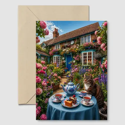 Tabby Cat Garden Cottage Afternoon Tea