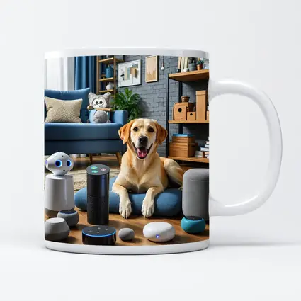 Labrador Retriever With Smart Home Speakers