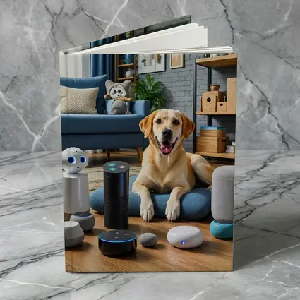 Labrador Retriever With Smart Home Speakers