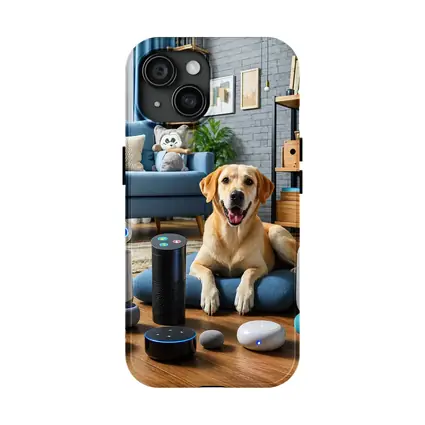 Labrador Retriever With Smart Home Speakers