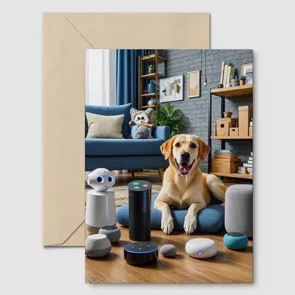 Labrador Retriever With Smart Home Speakers