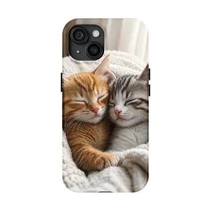 Two Sleeping Kittens Cuddled In Blanket