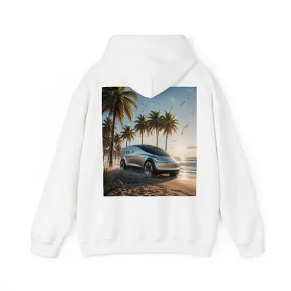 Tesla Concept Car Sunny Tropical Beach