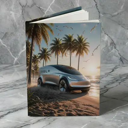 Tesla Concept Car Sunny Tropical Beach