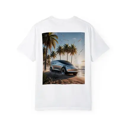 Tesla Concept Car Sunny Tropical Beach