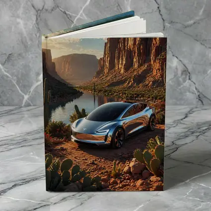Tesla Model S Desert Canyon River Scene