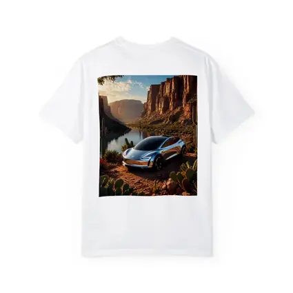 Tesla Model S Desert Canyon River Scene