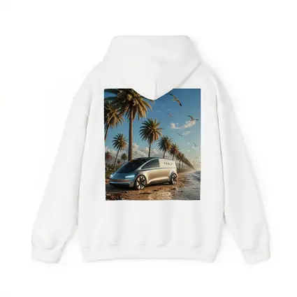 Tesla Van Concept Beach Palm Trees