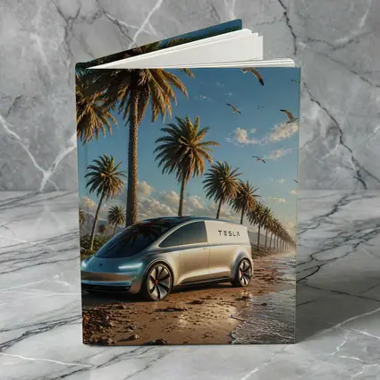 Tesla Van Concept Beach Palm Trees