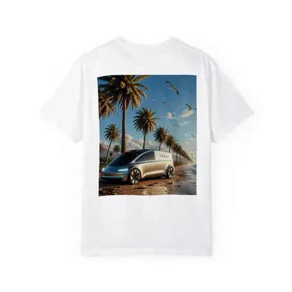 Tesla Van Concept Beach Palm Trees