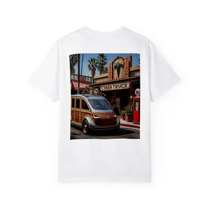 Tesla Cybertruck Woody Wagon Retro Diner Setting