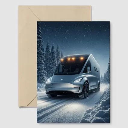 Tesla Semi Truck Snowy Winter Night Drive