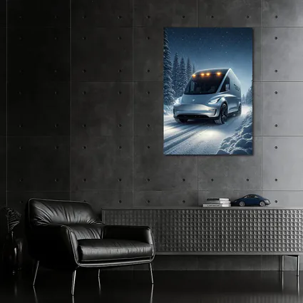 Tesla Semi Truck Snowy Winter Night Drive