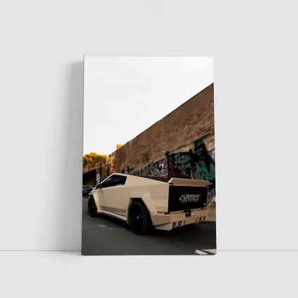 Tesla Cybertruck Beige Wrap Urban Graffiti Street