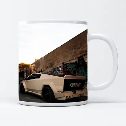 Tesla Cybertruck Beige Wrap Urban Graffiti Street