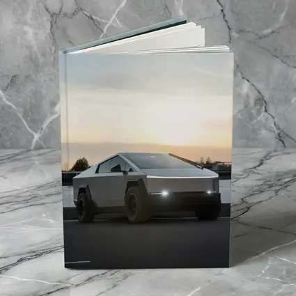 Tesla Cybertruck Parked Near River At Sunset