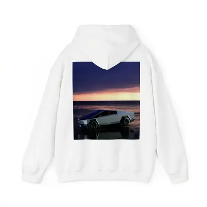 Tesla Cybertruck Parked on Beach at Sunset