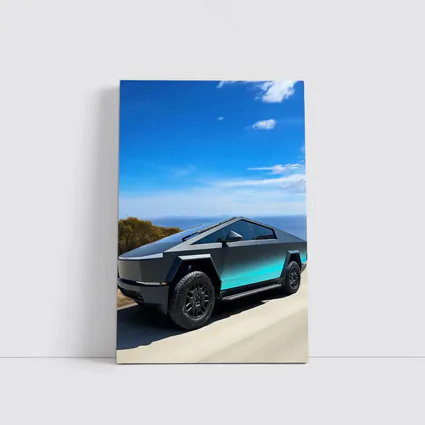 Tesla Cybertruck Dark Teal Coastal Road Drive