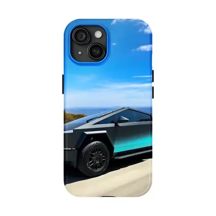 Tesla Cybertruck Dark Teal Coastal Road Drive