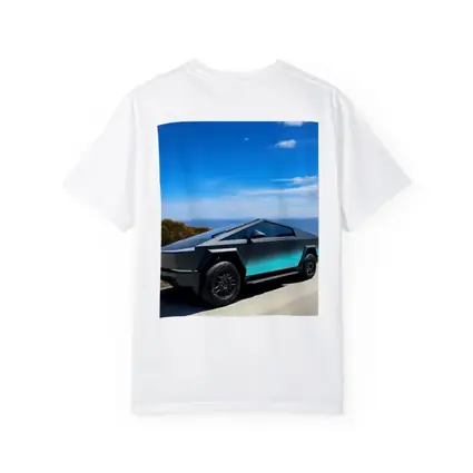 Tesla Cybertruck Dark Teal Coastal Road Drive