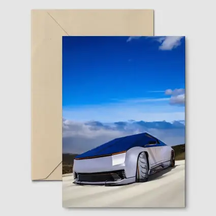 Tesla Cybertruck Futuristic Concept Car Blue Sky