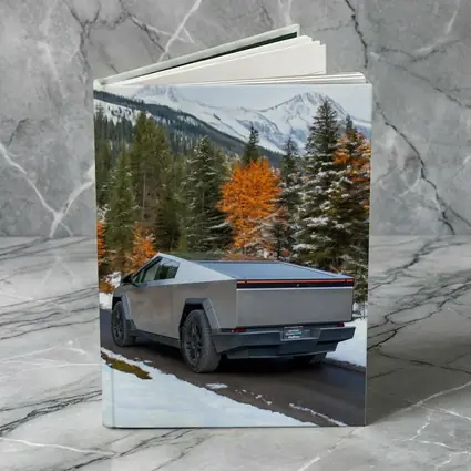 Tesla Cybertruck Mountain Snow Forest Road
