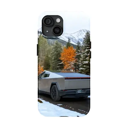 Tesla Cybertruck Mountain Snow Forest Road