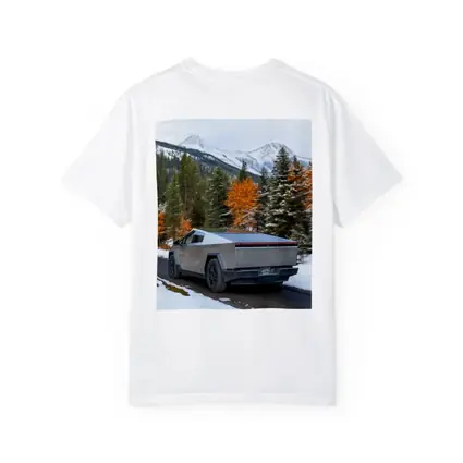 Tesla Cybertruck Mountain Snow Forest Road