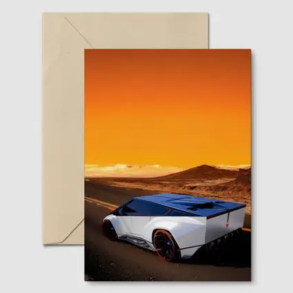 Tesla Cybertruck Concept Desert Orange Sky